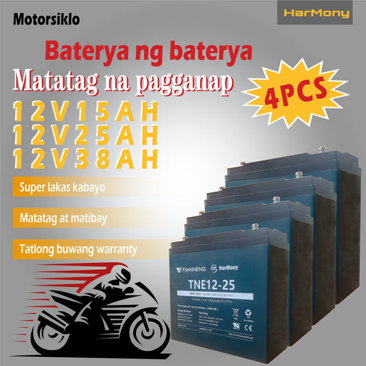 4PCS Harmony Ebike Battery 12V15/25/38AH Deep Cycle Agm Gel Type Big Capacity Lead Acid