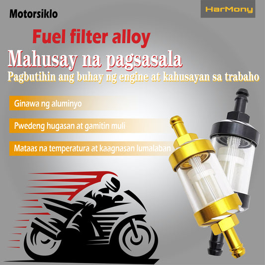 Harmony CNC Aluminum Glass Gas Oil Fuel Filter Universal Motorcycle Alloy Gas Oil Filter Washable