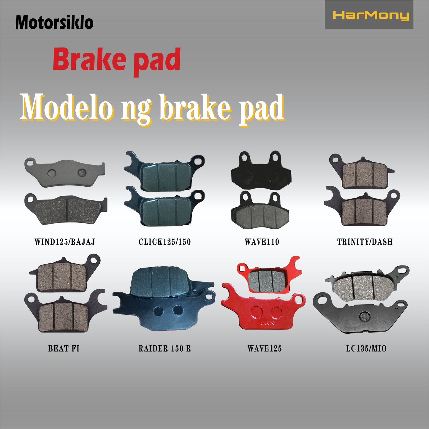 Motorcycle brake pad CLICK 125/150  WAVE110 TRINITY/DASH BEAT F1 WIND125/BAJAJ RAIDER150R WAVE125 LC135/MIO MIOI125